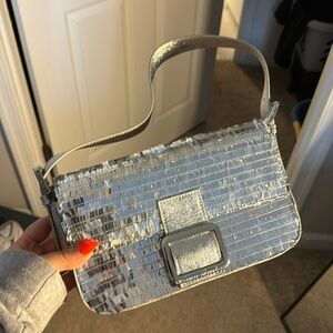 Steve Madden silver shoulder bag with crossbody strap